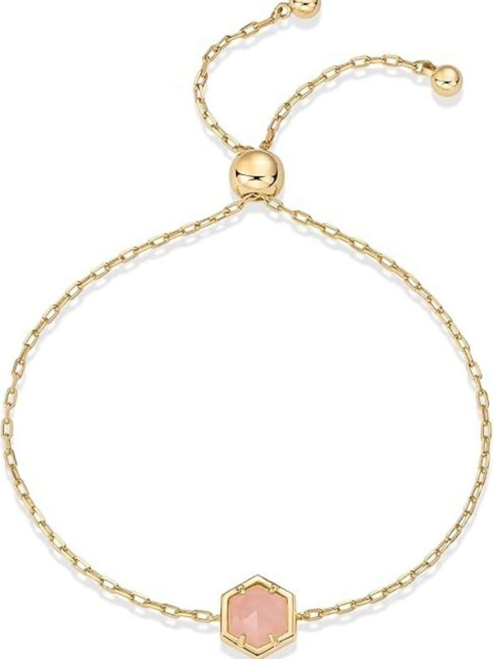 Quartz Yellow Gold 14K Gold Plated Hexagon Gemstone Bracelet